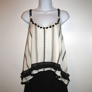 Tularosa Boho Peasant Fringe Trim Halter Top NWT